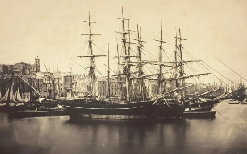Artwork: Ships in the Harbor at Sète, Gustave Le Gray (1857) · Art Institute of Chicago, CC0