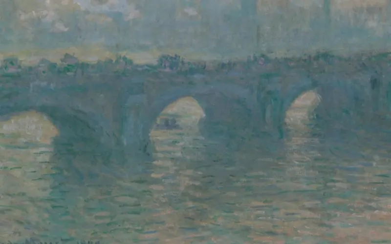 Artwork: Waterloo Bridge, Gray Weather, Claude Monet (1900) · Art Institute of Chicago, CC0