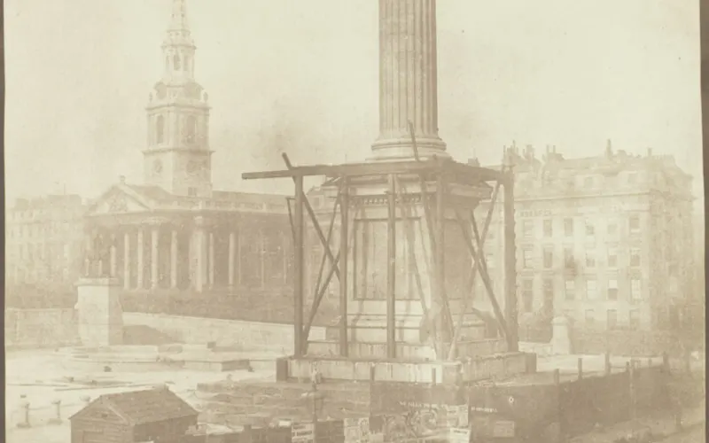 Artwork: Nelson's Column under Construction, Trafalgar Square, London, William Henry Fox Talbot (April 1844) · Art Institute of Chicago, CC0