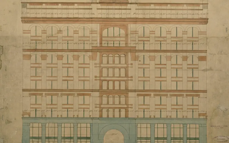 Artwork: Rookery Building, Chicago, Illinois, LaSalle Street Elevation, Burnham and Root (1885/87) · Art Institute of Chicago, CC0
