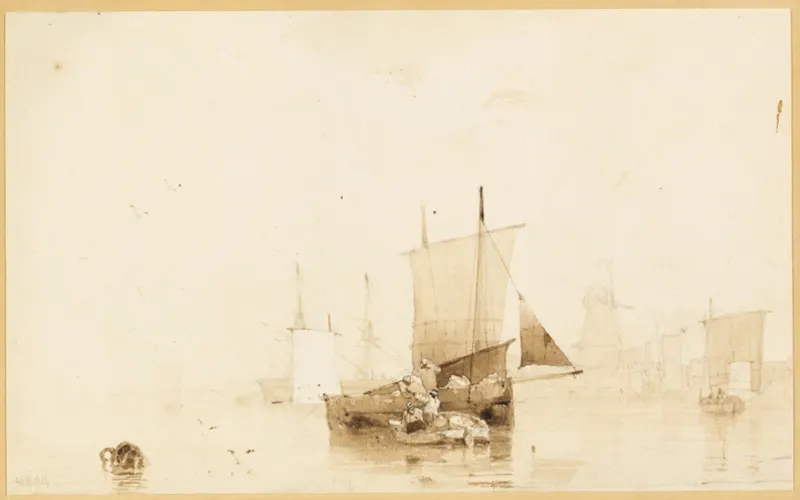 Artwork: Boats in a Harbor, Richard Parkes Bonington (c. 1824) · Art Institute of Chicago, CC0